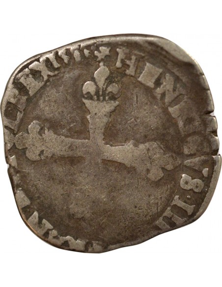Henri III Croix de Face Double Tournois Billon 1585 F Angers