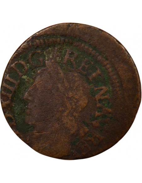 en Latin Double Tournois Cuivre 1642 / 1643 Corbeil