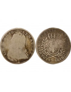 Louis XV Au Buste Habillé Double Tournois Argent 1733 C Caen