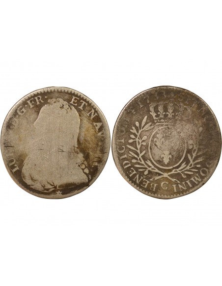 Louis XV Au Buste Habillé Double Tournois Argent 1733 C Caen