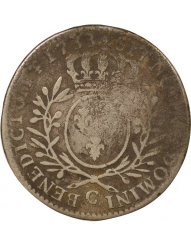 Louis XV Au Buste Habillé Double Tournois Argent 1733 C Caen