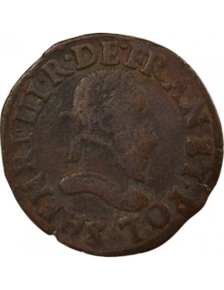 Henri III Double Tournois Cuivre 1578-1580 S Troyes