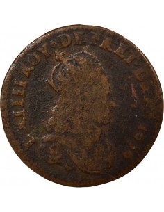 Louis XIV au Buste Juvénile Double Tournois Cuivre 1656 Vimy 2