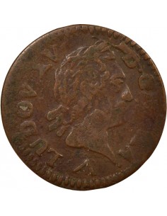 Louis XV A la Vieille Tête Double Tournois Cuivre 1773 W Lille 2