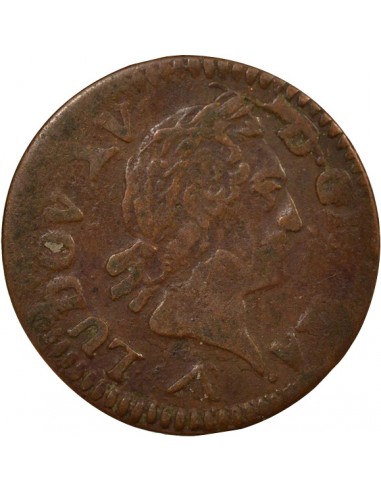 Louis XV A la Vieille Tête Double Tournois Cuivre 1773 W Lille