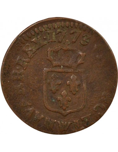 Louis XV A la Vieille Tête Double Tournois Cuivre 1773 W Lille