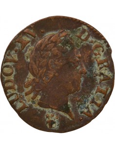 Louis XV A la Vieille Tête Double Tournois Cuivre 1770 S Reims 2