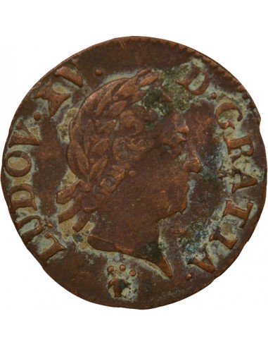 Louis XV A la Vieille Tête Double Tournois Cuivre 1770 S Reims