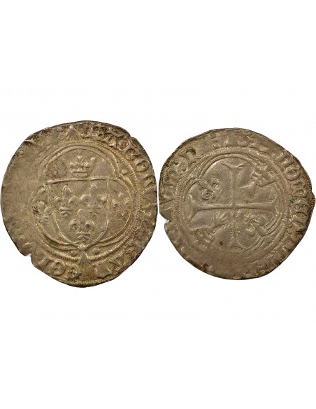Charles VIII à la Couronne Double Tournois Billon 1491-1498 T Nantes