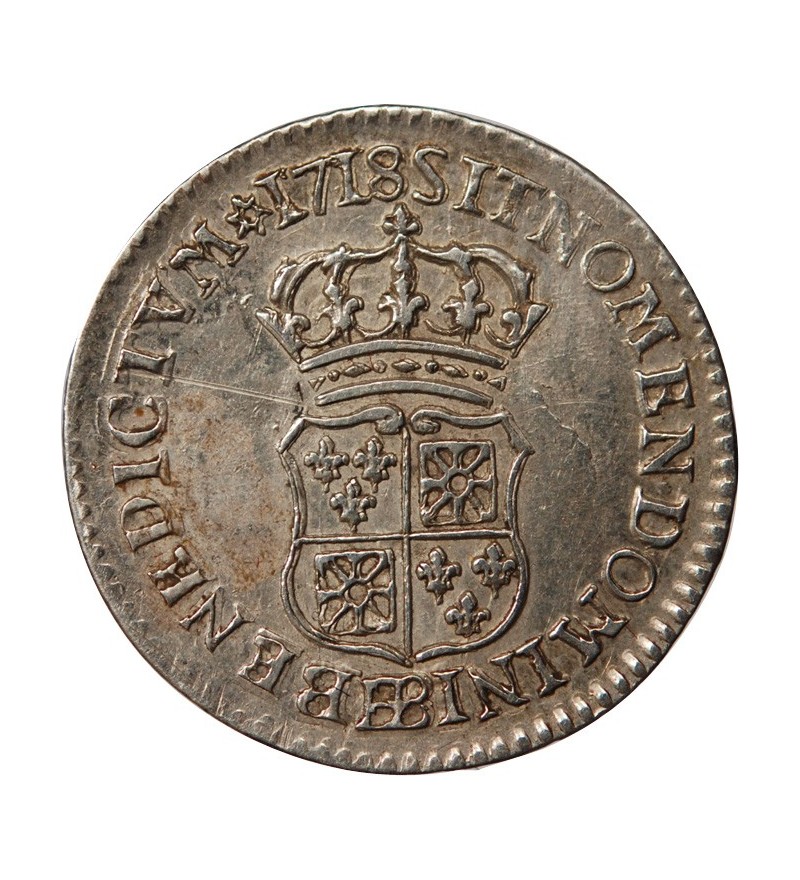LOUIS XV ﻿- 1/10 ECU DE FRANCE & NAVARRE 1718 BB STRASBOURG