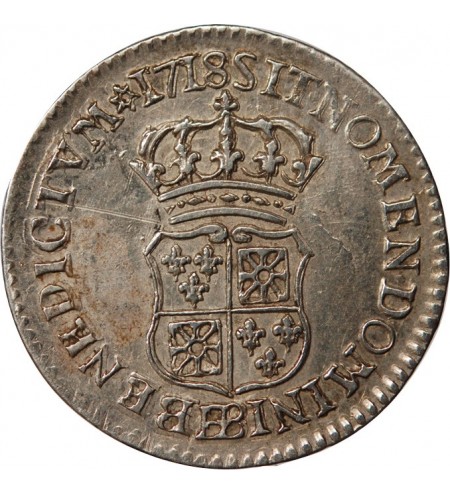 LOUIS XV ﻿- 1/10 ECU DE FRANCE & NAVARRE 1718 BB STRASBOURG