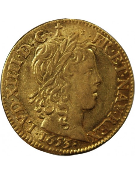 Louis XIV Louis d'or à la mèche longue Or 1653 X Amiens