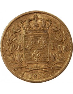 CHARLES X - 20 FRANCS OR 1830 A PARIS 4 5 Feuilles"?" 2