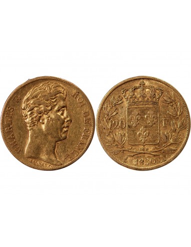 CHARLES X - 20 FRANCS OR 1830 A PARIS 4 5 Feuilles"?"