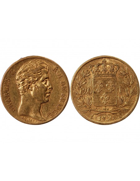 CHARLES X - 20 FRANCS OR 1830 A PARIS 4 5 Feuilles"?"
