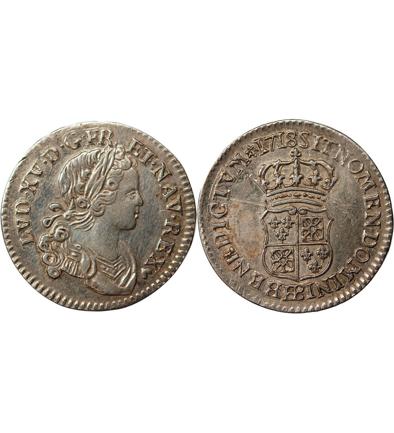 LOUIS XV ﻿- 1/10 ECU DE FRANCE & NAVARRE 1718 BB STRASBOURG