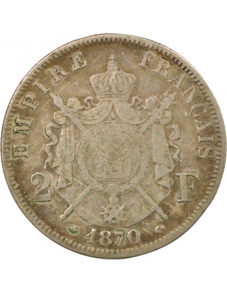 Napoléon III 2 francs Argent 1870 A Paris
