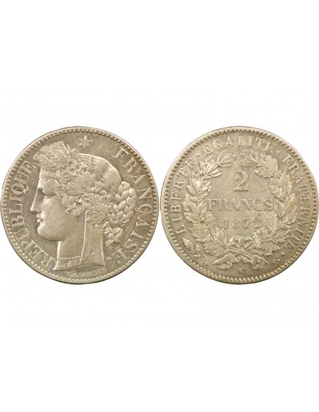 Céres - Demeter 2 francs Argent 1872 K Bordeaux