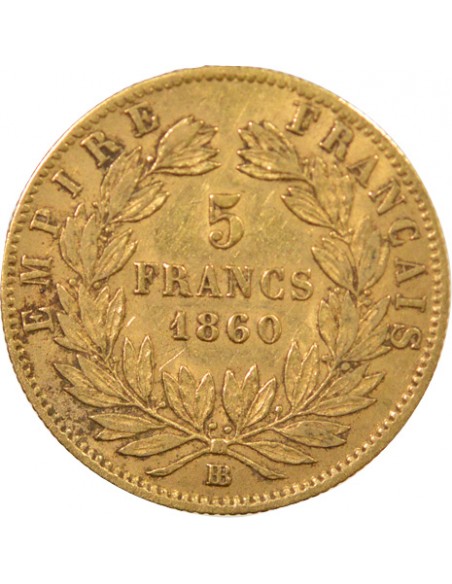 5 Francs Or 1860 BB Strasbourg