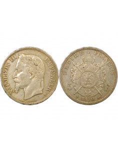 Napoléon III 5 francs Argent 1870 BB Strasbourg