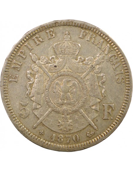 Napoléon III 5 francs Argent 1870 BB Strasbourg