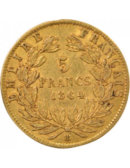 5 Francs Or 1864 BB Strasbourg