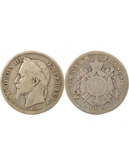 Napoléon III 2 francs Argent 1869 BB Strasbourg