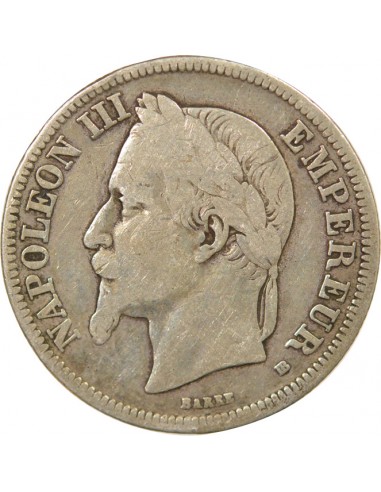 Napoléon III 2 francs Argent 1869 BB Strasbourg