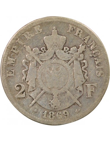 Napoléon III 2 francs Argent 1869 BB Strasbourg