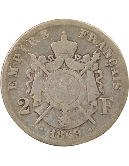 Napoléon III 2 francs Argent 1869 BB Strasbourg