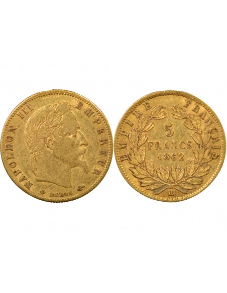 5 Francs Or 1862 BB Strasbourg