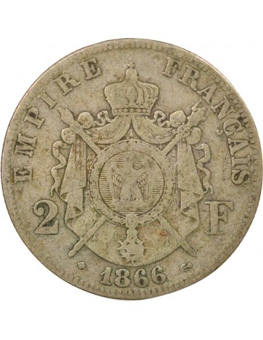 Napoléon III 2 francs Argent 1866 BB Strasbourg