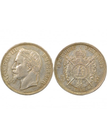 Napoléon III 5 francs Argent 1868 BB Strasbourg