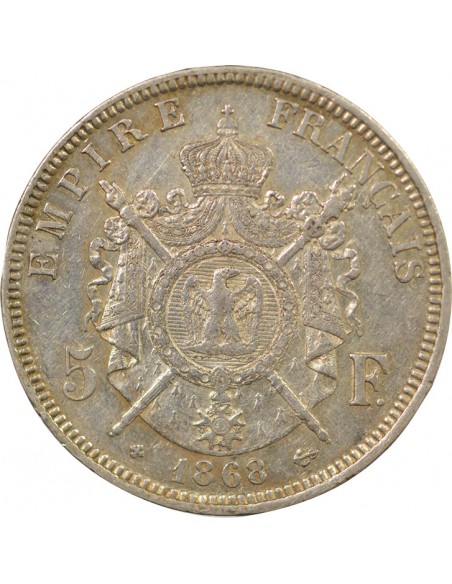 Napoléon III 5 francs Argent 1868 BB Strasbourg