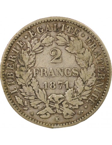 Céres - Demeter 2 francs Argent 1871 K Bordeaux