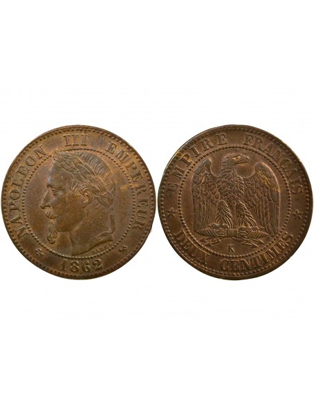 Napoléon III 2 Centimes Bronze 1862 K Bordeaux