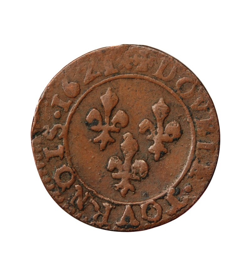 LOUIS XIII - DOUBLE TOURNOIS 1621 R VILLENEUVE SAINT ANDRE