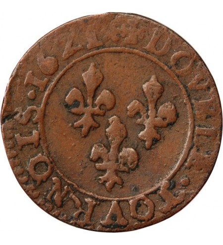 LOUIS XIII - DOUBLE TOURNOIS 1621 R VILLENEUVE SAINT ANDRE