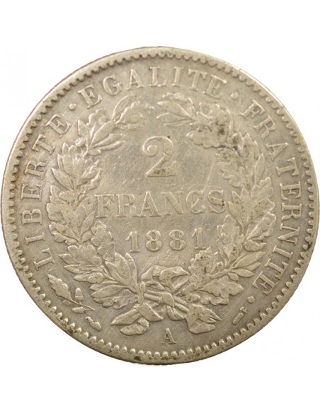 Céres - Demeter 2 francs Argent 1881 A Paris