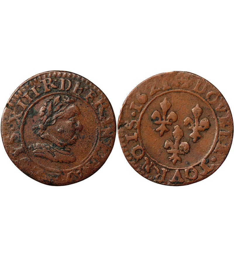 LOUIS XIII - DOUBLE TOURNOIS 1621 R VILLENEUVE SAINT ANDRE