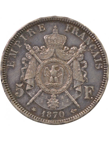 Napoléon III 5 francs Argent 1870 A Paris