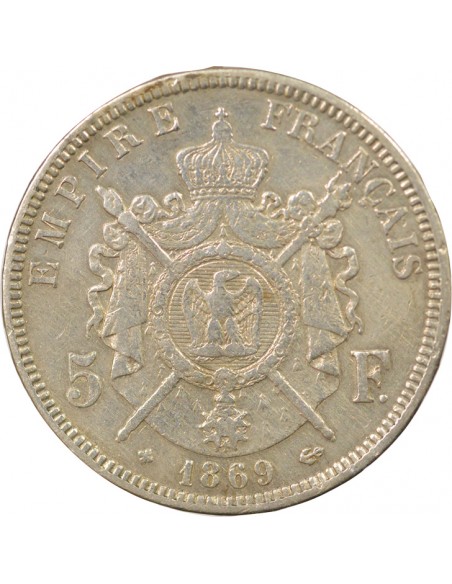 Napoléon III 5 francs Argent 1869 BB Strasbourg