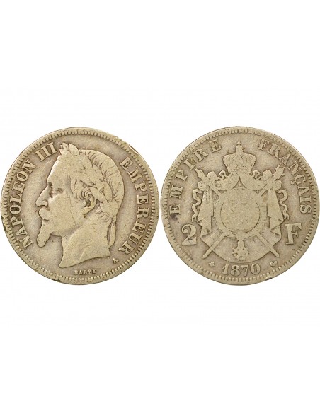 Napoléon III 2 francs Argent 1870 A Paris