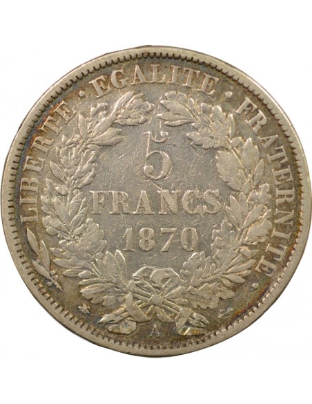 5 Francs Argent 1870 A Paris