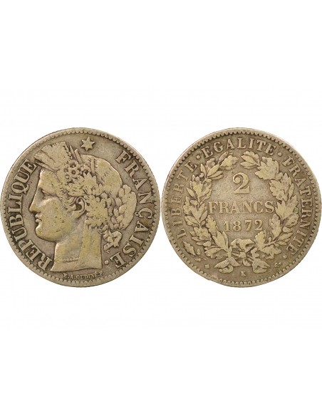 Céres - Demeter 2 francs Argent 1872 K Bordeaux