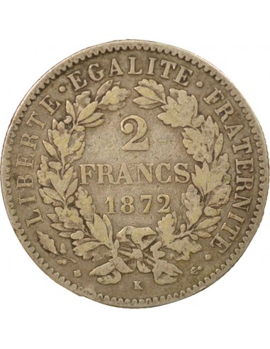 Céres - Demeter 2 francs Argent 1872 K Bordeaux