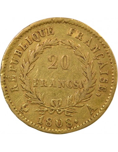 Roi d'Italie 20 francs Or 1808 A Paris
