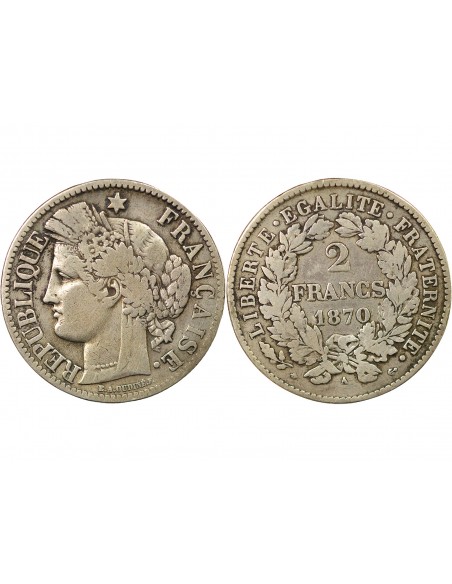 Céres - Demeter 2 francs Argent 1870 A Paris