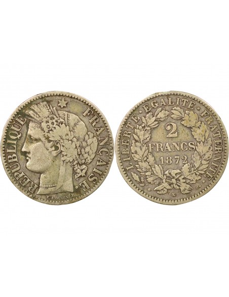 Céres - Demeter 2 francs Argent 1872 K Bordeaux