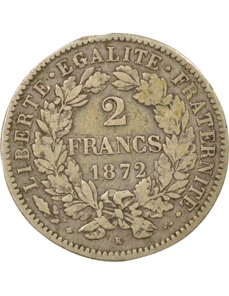 Céres - Demeter 2 francs Argent 1872 K Bordeaux